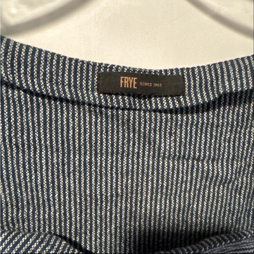 Frye Railroad Stripe Shell oversized Cotton Top Total Eclipse Women’s Sz L $148 - Picture 7 of 7